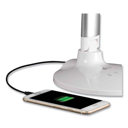 Wellness Series Command LED Desk Lamp with Voice Assistant, 17.75" to 29" High, Silver