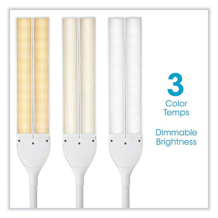 Wellness Series Pivot LED Desk Lamp with Dual Shades, 13.25" to 26" High, White