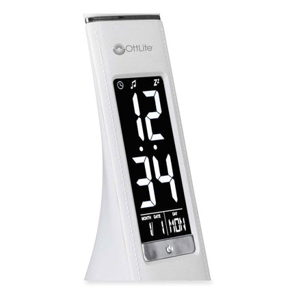 Wellness Series Sanitizing Thrive LED Desk Lamp with Clock, 10" to 18.75", White
