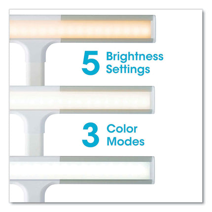 Wellness Series Perform LED Clamp Lamp with Three Color Modes, 16" to 24.75" High, White