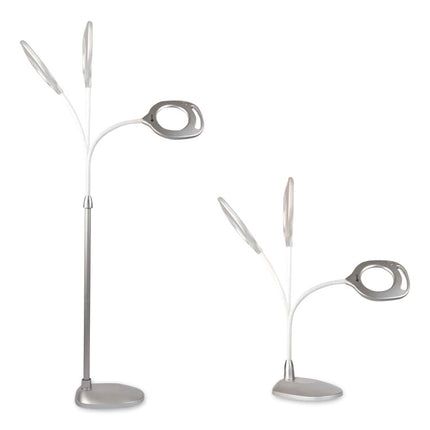 2-in-1 LED Magnifier Floor and Table Light, 39.5" High, Silver/White