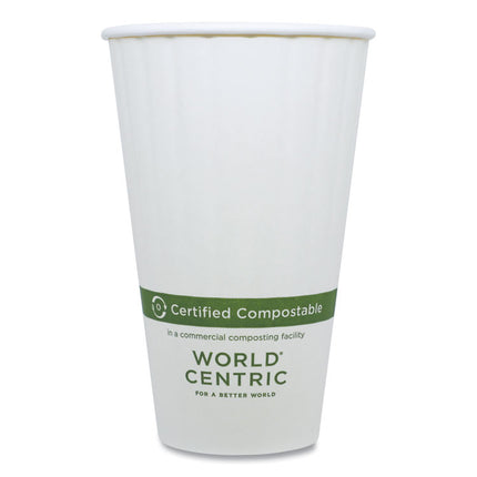 Double Wall Paper Hot Cups, 16 oz, White, 600/Carton
