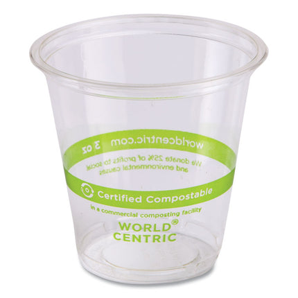 PLA Clear Cold Cups, 3 oz, Plastic, Clear, 2,500/Carton