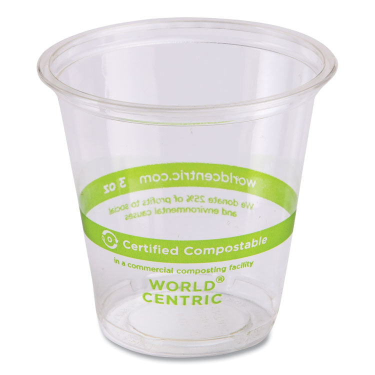 PLA Clear Cold Cups, 3 oz, Plastic, Clear, 2,500/Carton