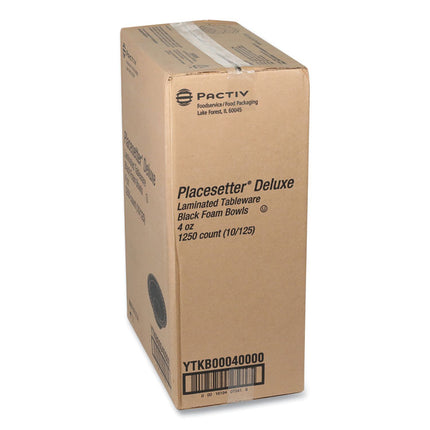 Placesetter Deluxe Laminated Foam Dinnerware, Bowl, 4 oz, Black, 1,250/Carton