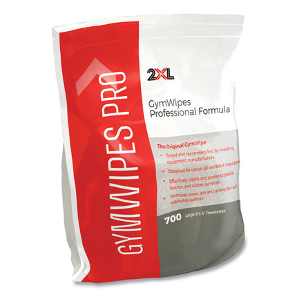 Gym Wipes Professional, 1-Ply, 6 x 8, Unscented, White, 700/Pack, 4 Packs/Carton