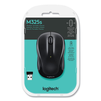 M325S Wireless Mouse, 2.4 GHz Frequency, 32.8 ft Wireless Range, Left/Right Hand Use, Black