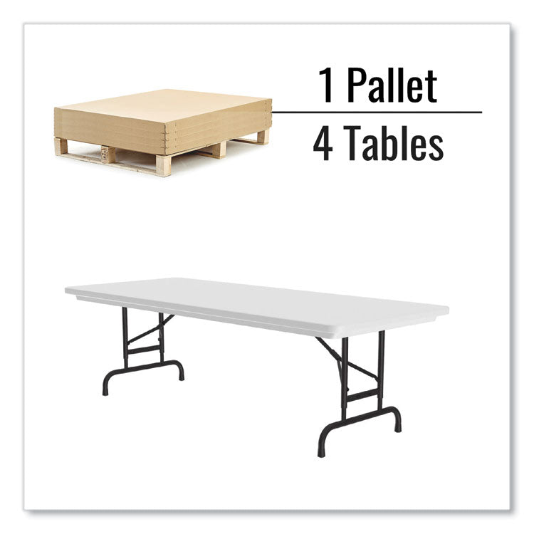 Adjustable Folding Tables, Rectangular, 72" x 30" x 22" to 32", Gray Granite Top, Black Legs, 4/Pallet