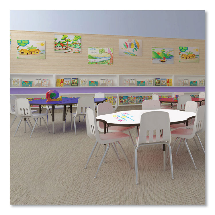 Dry Erase Markerboard Activity Tables, Round, 42" x 19" to 29", White Top, Black Legs, 4/Pallet