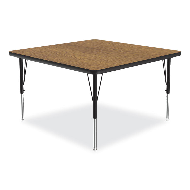 Adjustable Activity Tables, Square, 48" x 48" x 19" to 29", Medium Oak Top, Black Legs, 4/Pallet