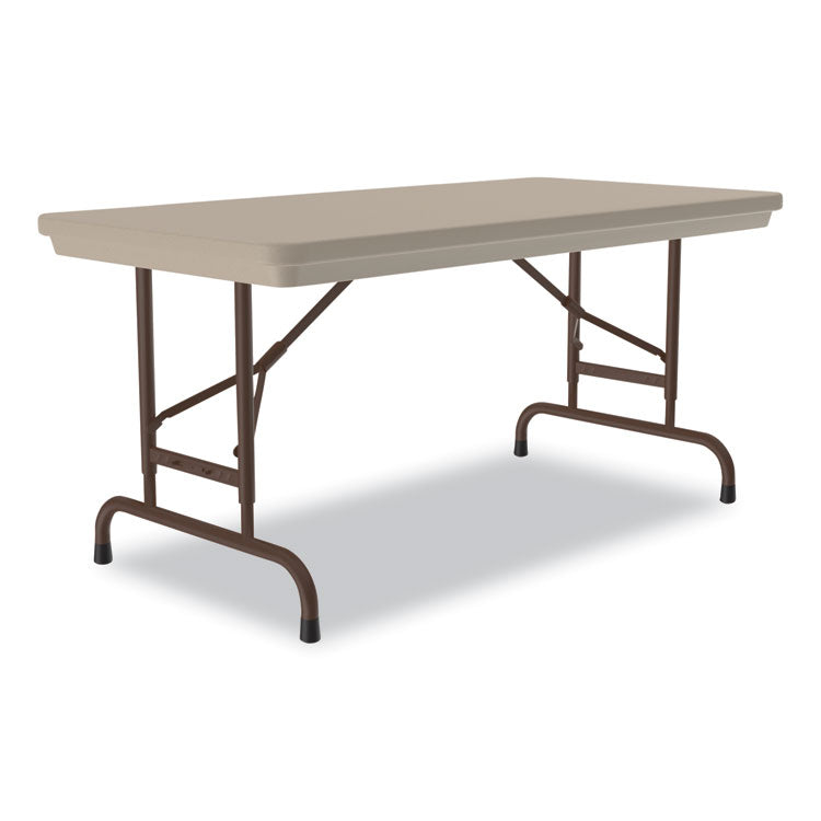 Adjustable Folding Table, Rectangular, 48" x 24" x 22" to 32", Mocha Granite Top, Brown Legs, /Pallet