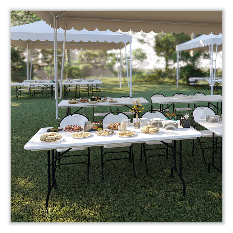 Adjustable Folding Table, Rectangular, 48" x 24" x 22" to 32", Gray Granite Top, Black Legs, 4/Pallet