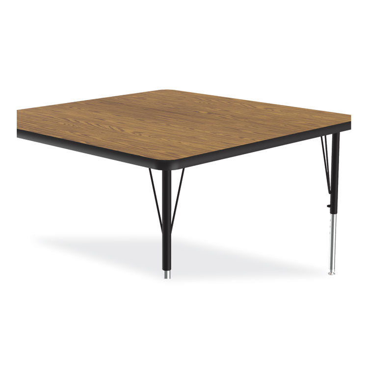 Adjustable Activity Tables, Square, 48" x 48" x 19" to 29", Medium Oak Top, Black Legs, 4/Pallet