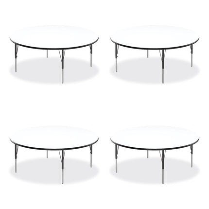 Markerboard Activity Tables, Round, 60" x 19" to 29", White Top, Black/Silver Legs, 4/Pallet