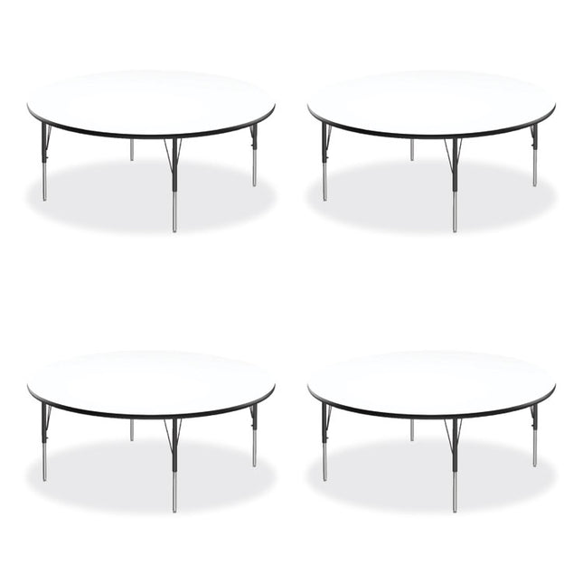 Markerboard Activity Tables, Round, 60" x 19" to 29", White Top, Black/Silver Legs, 4/Pallet