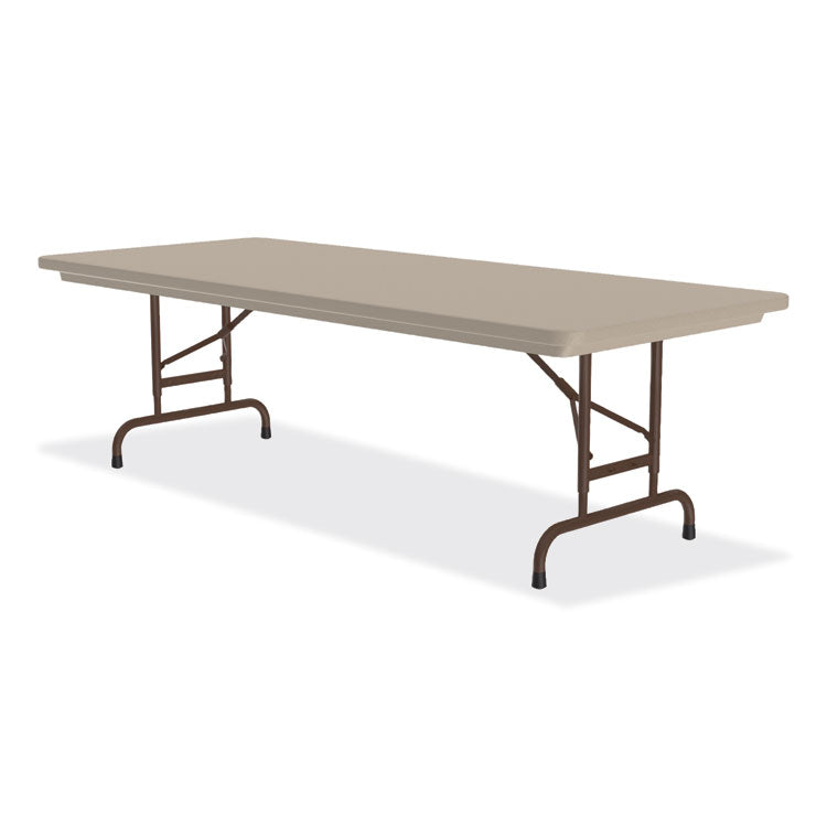 Adjustable Folding Tables, Rectangular, 96" x 30" x 22" to 32", Mocha Granite Top, Brown Legs, 4/Pallet