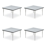 Adjustable Activity Tables, Square, 48" x 48" x 19" to 29", Gray Top, Silver Legs, 4/Pallet
