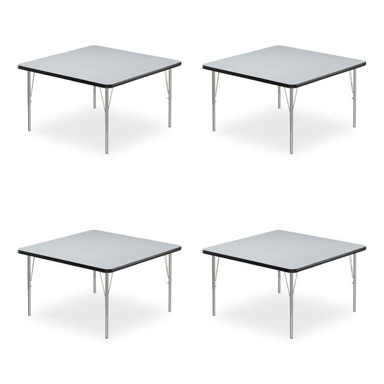 Adjustable Activity Tables, Square, 48" x 48" x 19" to 29", Gray Top, Silver Legs, 4/Pallet