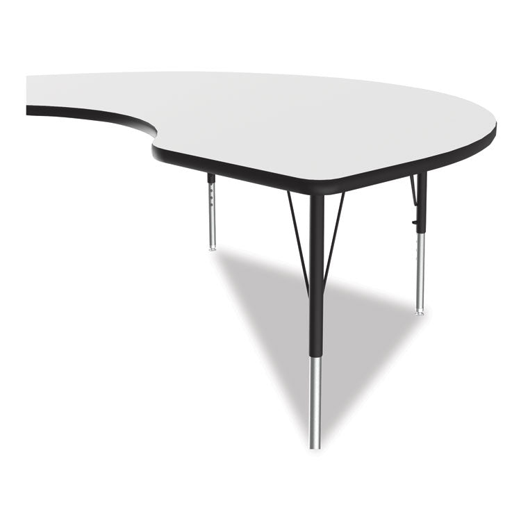 Markerboard Activity Table, Kidney Shape, 72" x 48" x 19" to 29", White Top, Black Legs, 4/Pallet