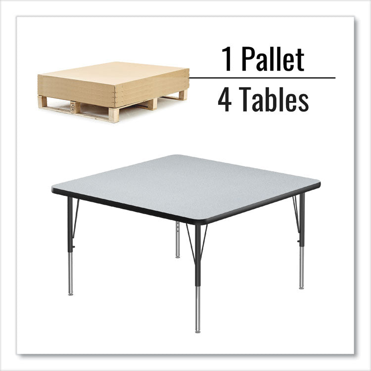 Adjustable Activity Tables, Square, 48" x 48" x 19" to 29", Gray Top, Black Legs, 4/Pallet