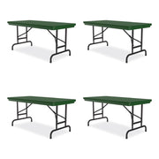 Adjustable Folding Table, Rectangular, 48" x 24" x 22" to 32", Green Top, Black Legs, 4/Pallet