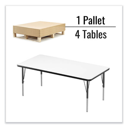 Markerboard Activity Tables, Rectangular, 60" x 30" x 19" to 29", White Top, Black Legs, 4/Pallet
