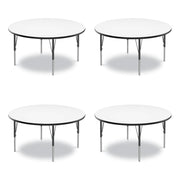 Dry Erase Markerboard Activity Tables, Round, 42" x 19" to 29", White Top, Black Legs, 4/Pallet