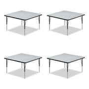 Adjustable Activity Tables, Square, 48" x 48" x 19" to 29", Gray Top, Black Legs, 4/Pallet