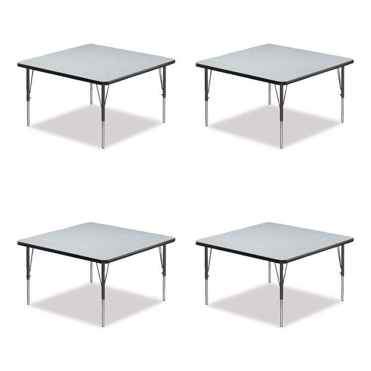 Adjustable Activity Tables, Square, 48" x 48" x 19" to 29", Gray Top, Black Legs, 4/Pallet