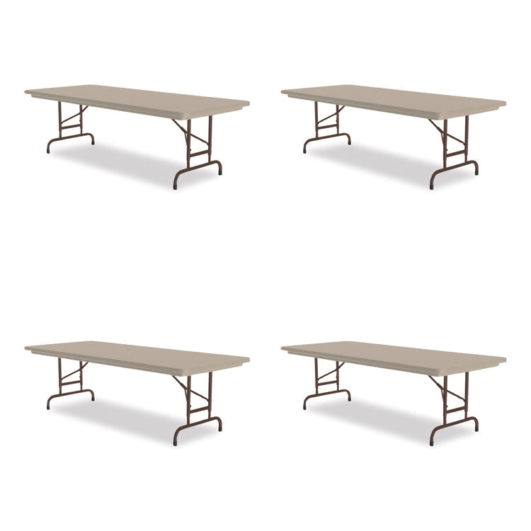 Adjustable Folding Tables, Rectangular, 72" x 30" x 22" to 32", Mocha Granite Top, Brown Legs, 4/Pallet