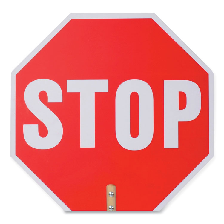 Handheld Stop Sign, 18" Red/White Face, White Graphics
