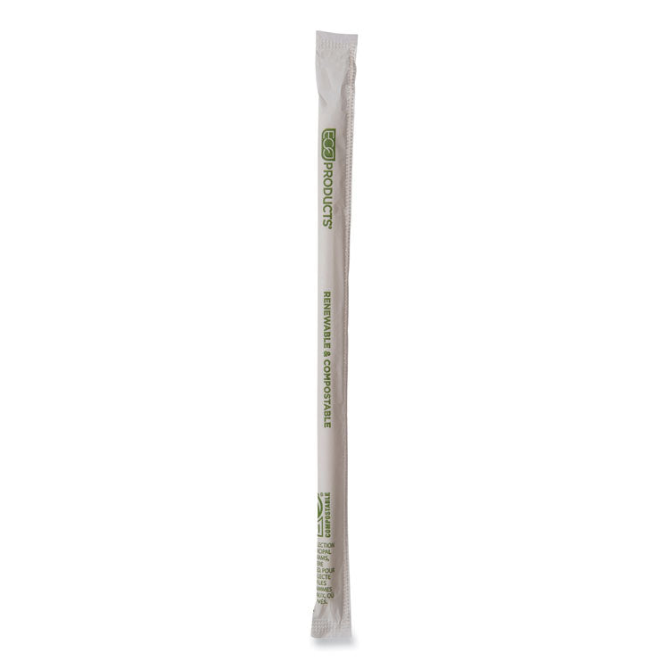 Renewable and Compostable PHA Straws, 10.25", Natural White, 1,250/Carton