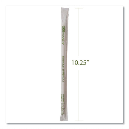 Renewable and Compostable PHA Straws, 10.25", Natural White, 1,250/Carton
