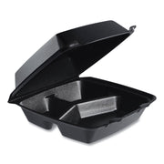 Insulated Foam Hinged Lid Containers, 3 Compartments, 7.96 x 3.2 x 8.36, Black, 200/Carton