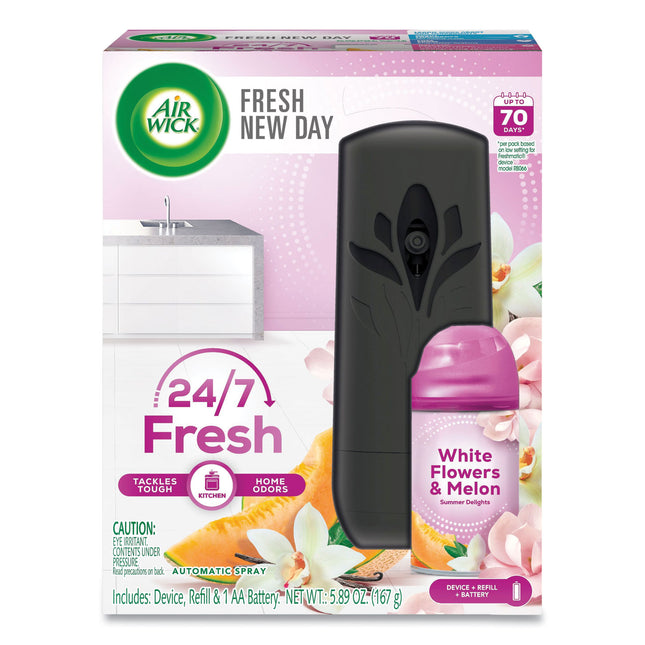 Freshmatic Ultra Automatic Starter Kit, Automatic Sprayer/5.89 oz White Flowers and Melon Summer Delights/AA Battery/4/Carton