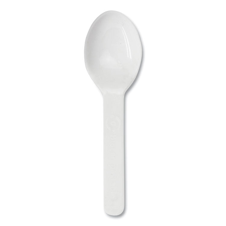 PLA Compostable Cutlery, Tasting Spoon, Plastic, 3", White, 3,000/Carton