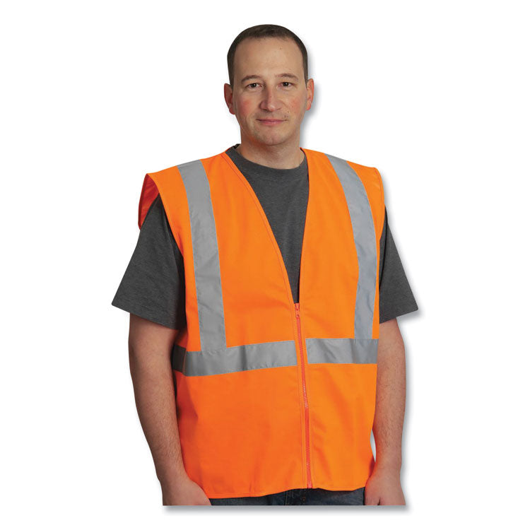 Zipper Safety Vest, 2X-Large, Hi-Viz Orange