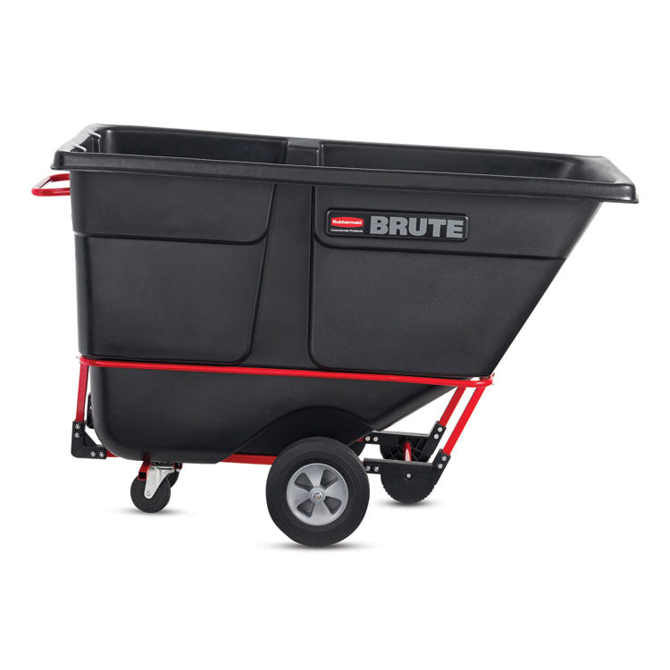 1 cu yd BRUTE Forkliftable Rotomolded Tilt Truck, Standard Duty, 1,250 lb Capacity, Black/Red