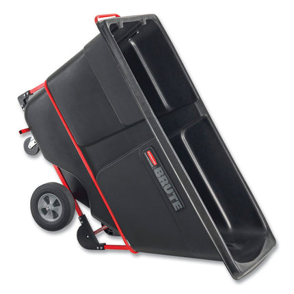 1 cu yd BRUTE Forkliftable Rotomolded Tilt Truck, Standard Duty, 1,250 lb Capacity, Black/Red