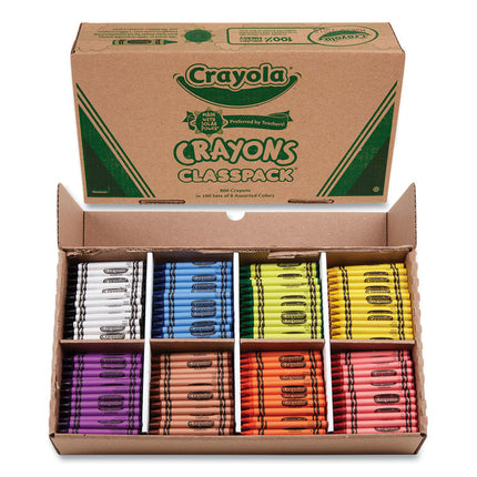 Classpack Regular Crayons, 8 Colors, 800/box