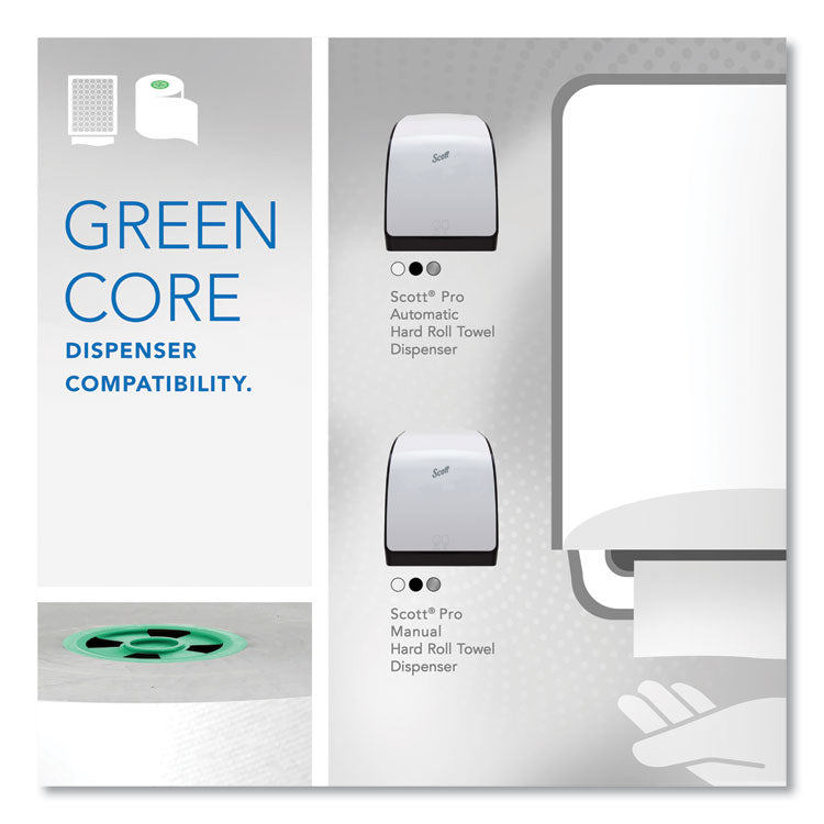 Pro Hard Roll Paper Towels with Absorbency Pockets, for Scott Pro Dispenser, Green Core Only, 1-Ply, 7.5" x 900 ft,6 Rolls/CT