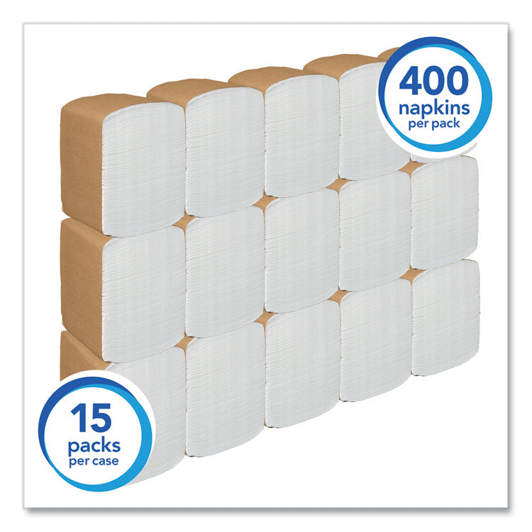 Full-Fold Dispenser Napkins, 1-Ply, 12 x 17, White, 400/Pack, 15 Packs/Carton