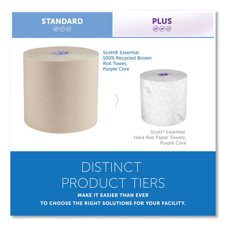 Essential 100% Recycled Fiber Hard Roll Towel, 1-Ply, 8" x 700 ft, 1.75" Core, Brown, 6 Rolls/Carton