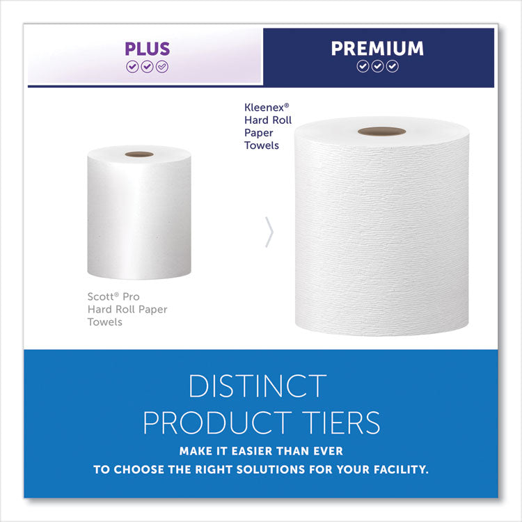 Hard Roll Paper Towels with Premium Absorbency Pockets, 1-Ply, 8" x 600 ft, 1.75" Core, White, 6 Rolls/Carton
