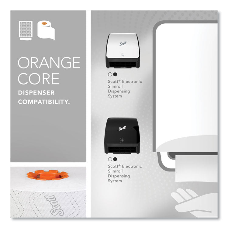 Slimroll Towels, 1-Ply, 8" x 580 ft, White/Orange Core, 6 Roll/Carton