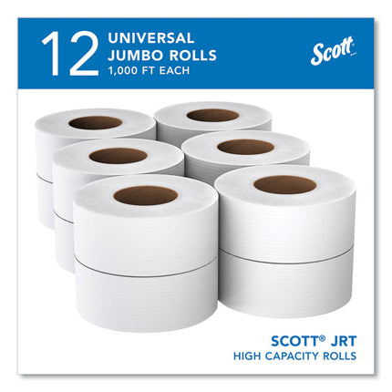 Essential JRT Jumbo Roll Bathroom Tissue, Septic Safe, 2-Ply, White, 3.55" x 1,000 ft, 12 Rolls/Carton