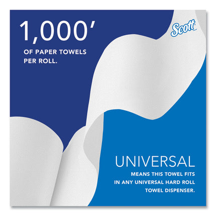 Essential High Capacity Hard Roll Towels for Business, Absorbency Pockets, 1-Ply, 8" x 1,000 ft, 1.5" Core, White,12 Rolls/CT