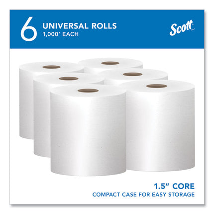 Essential High Capacity Hard Roll Towels for Business, 1-Ply, 8" x 1,000 ft, 1.5" Core, Recycled, White, 6 Rolls/Carton