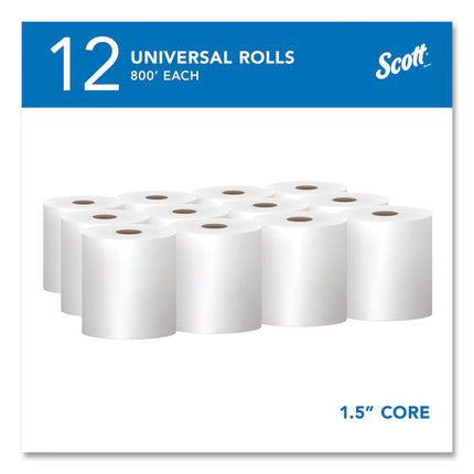 Essential Hard Roll Towels for Business, Absorbency Pockets, 1-Ply, 8" x 800 ft, 1.5" Core, White, 12 Rolls/Carton