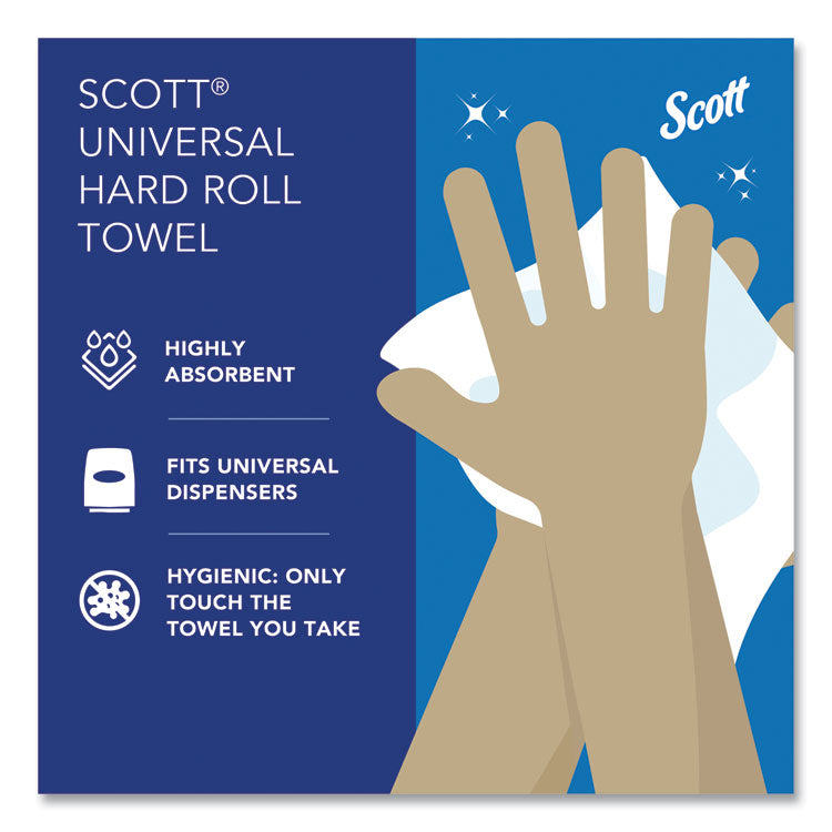 Essential Hard Roll Towels for Business, Absorbency Pockets, 1-Ply, 8" x 800 ft, 1.5" Core, White, 12 Rolls/Carton
